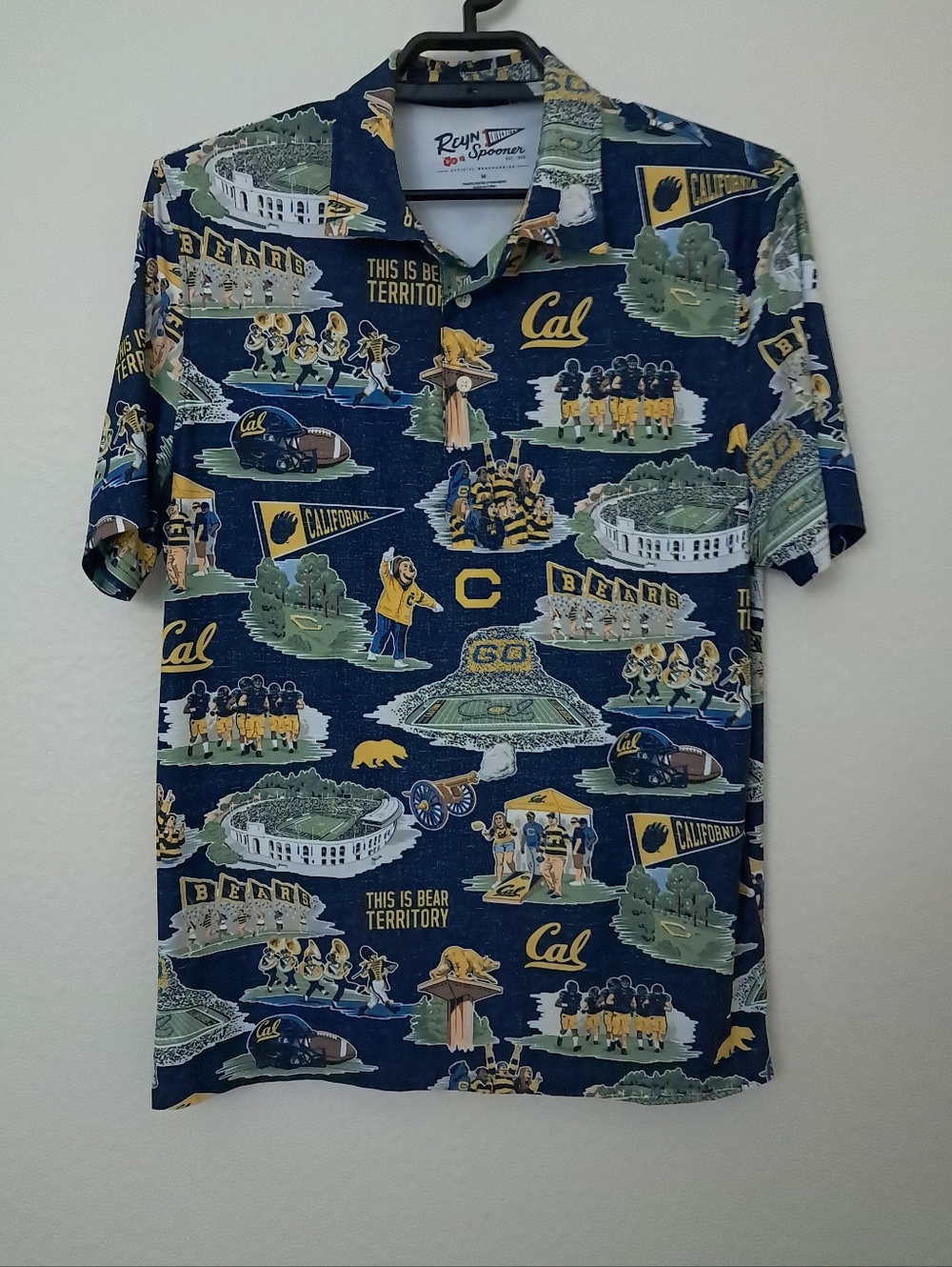Reyn Spooner University Cal Berkeley Bears Football Polo Shirt